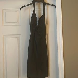 Black puleather mini dress